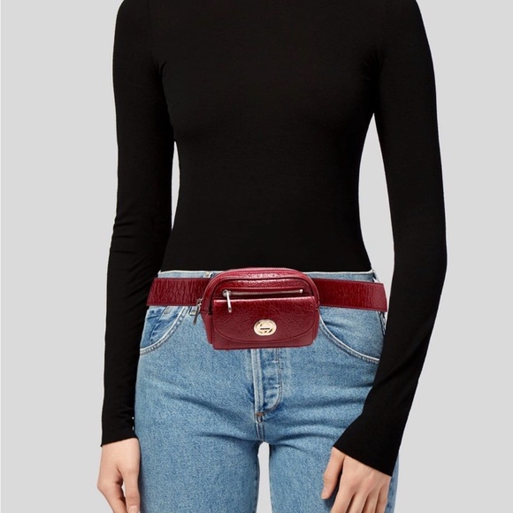 Gucci Red Morpheus leather Crackle Crossbody Belt Bag - Picture 2 of 9